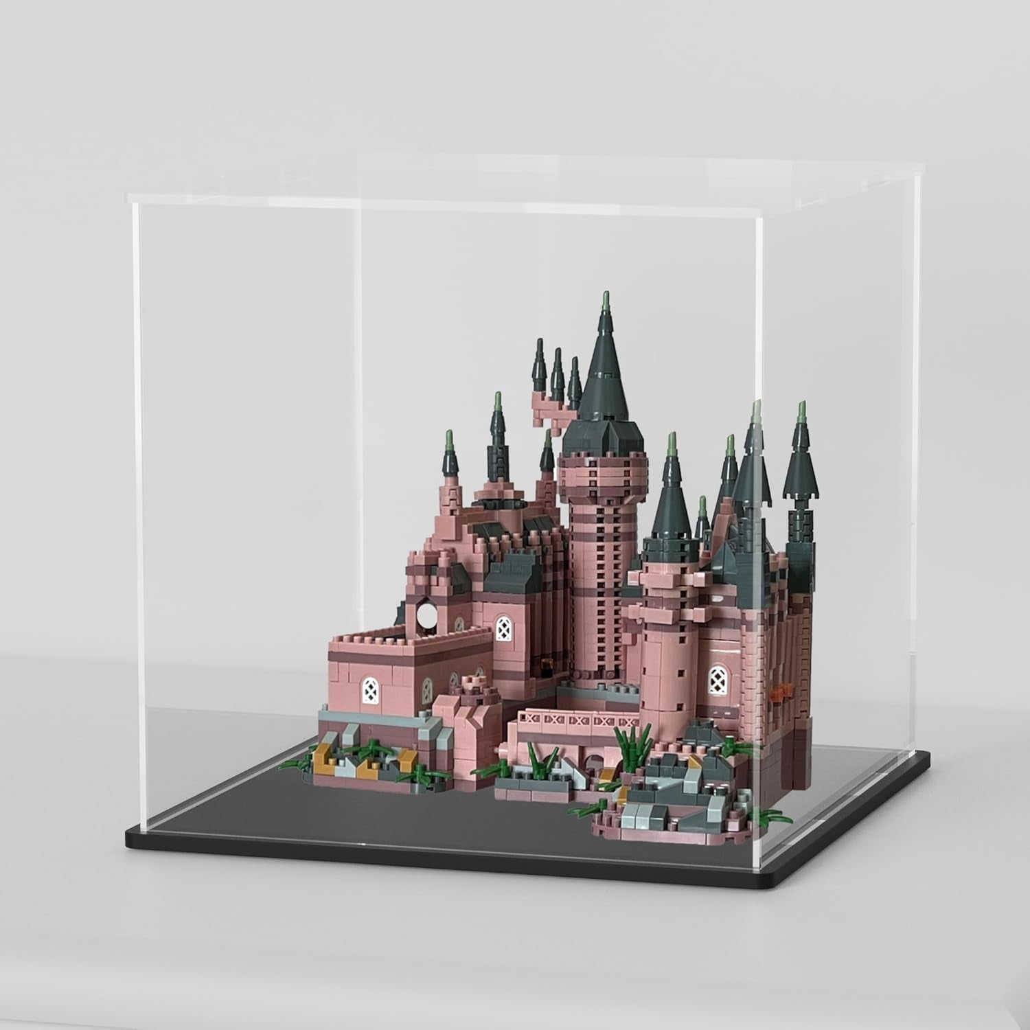 Acrylic Display Case, 8X8X8 Inch Cube, Clear Acrylic Box with Matte Black Base and Lid for Collectibles and Figures